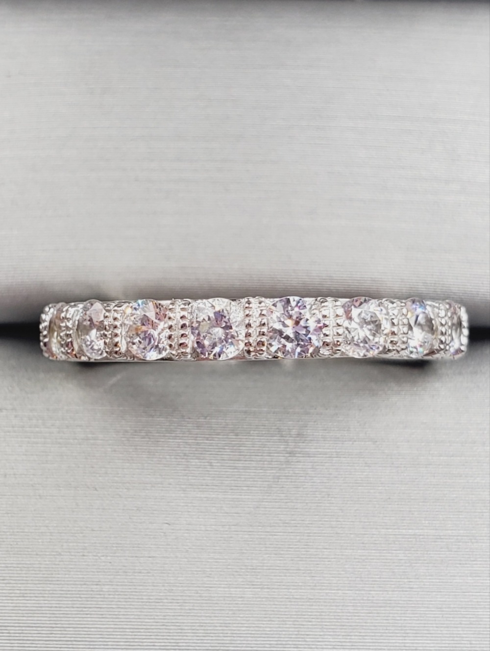 Classic Silver Cubic Zirconia Eternity Band 925 Sterling Silver Eternity Ring